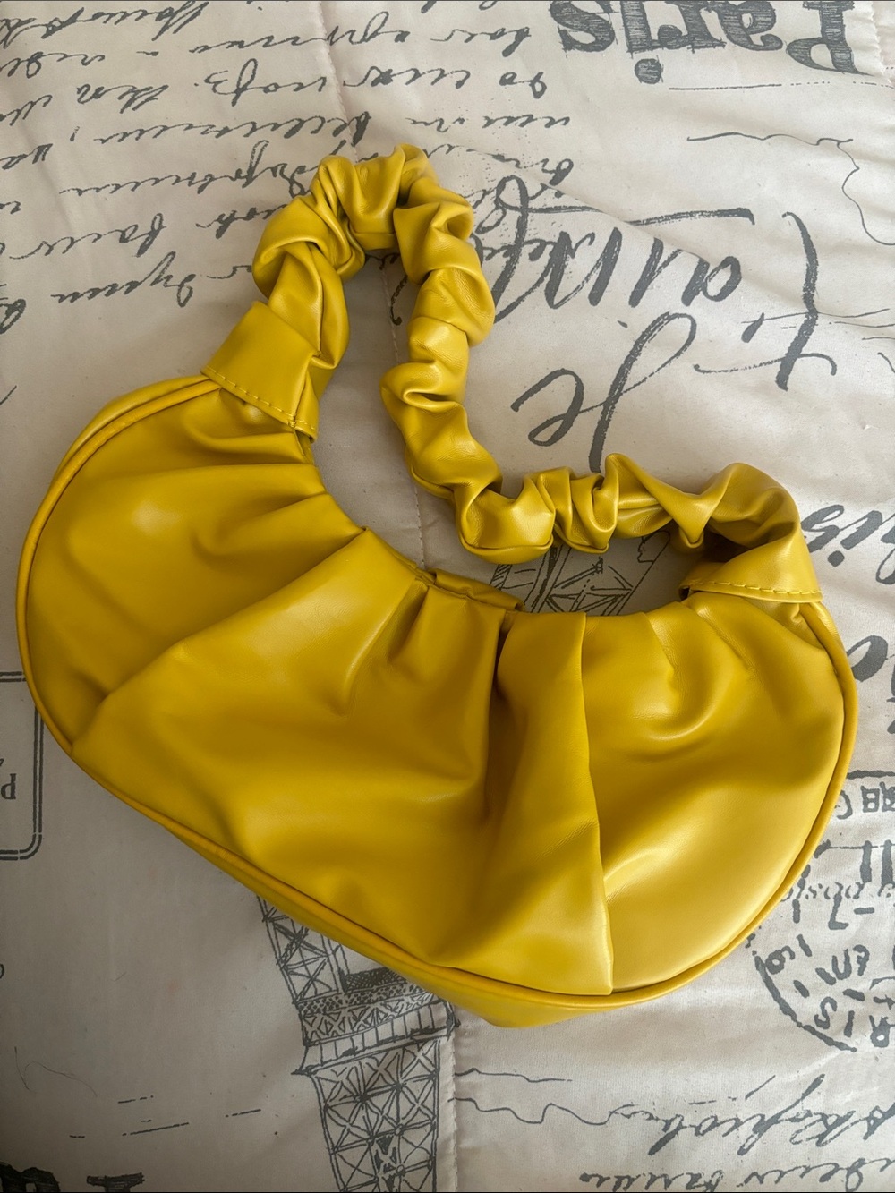Yellow Ruched Shoulder Bag - Unbranded